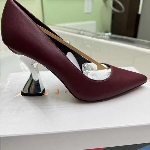 Katy Perry Collections Burgundy Heels with Silver Heel - Picture 1 of 6